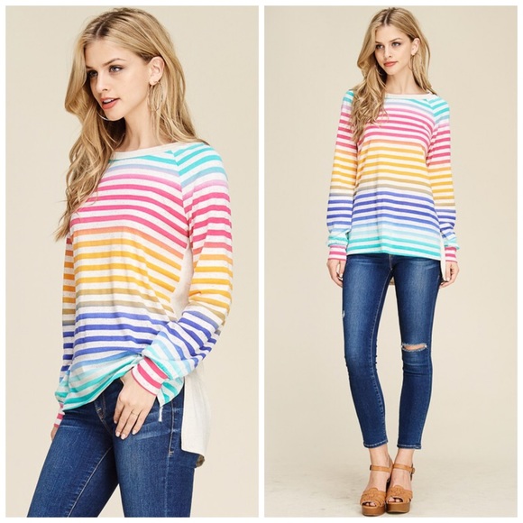 1 Small LEFT! 💕 Striped Rainbow Tunic! So Cute! - Picture 5 of 6